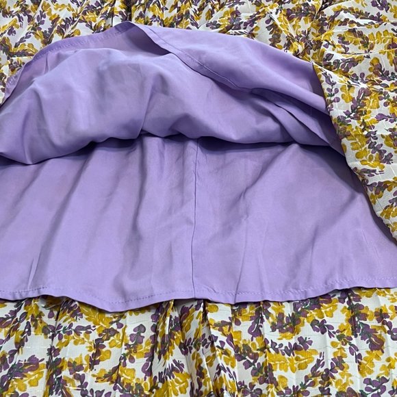 MELLODAY Women's Floral Pleat Dress Size S Sleeveless Yellow Purple - Picture 4 of 8